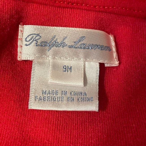 Infant Ralph Lauren 2 Piece Red Velour Jogging Set size 9M - Picture 3 of 14